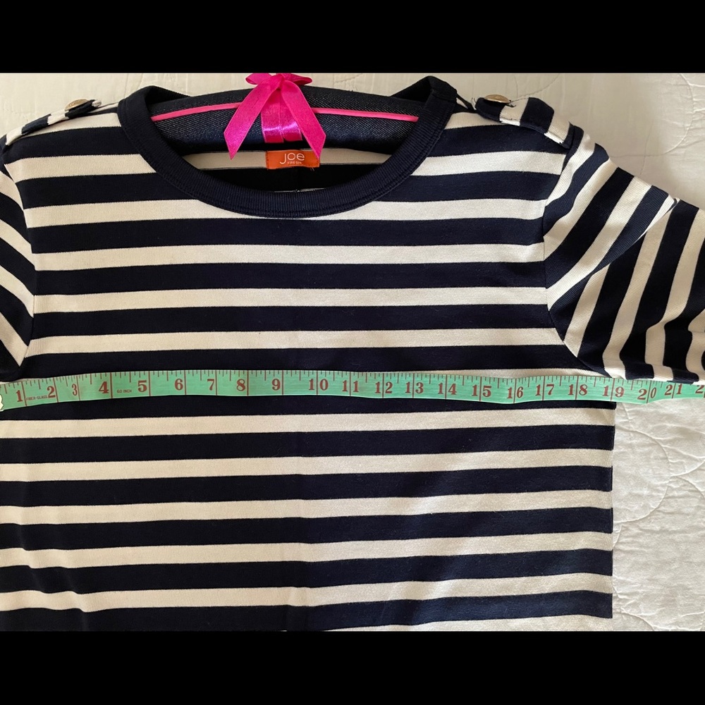 Joe Fresh Striped Jersey Dress Epaulettes Cotton Knit  Stripes Dress M - Picture 6 of 9